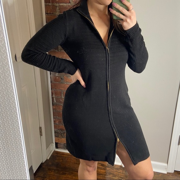 Calvin Klein Zipper Sweater Dress L 